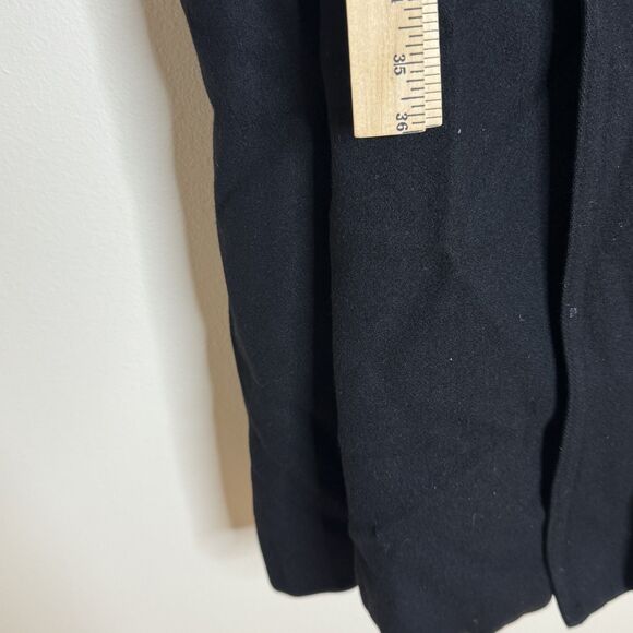 Jhane Barnes Coat Mens Small Black Belted Long Overcoat Wool Blend Minimalist - Picture 8 of 11